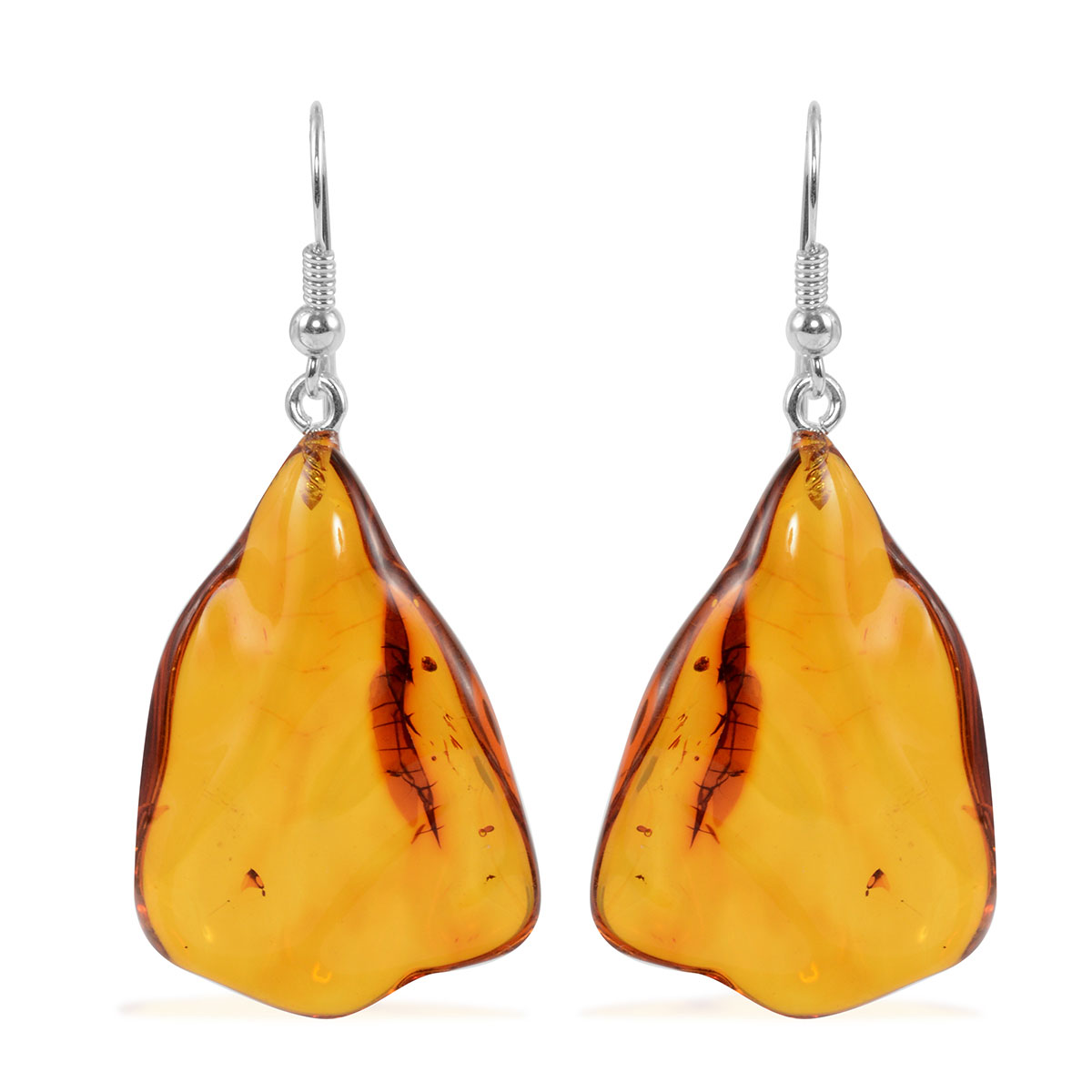 Free Form Wave Design Amber Drop Earrings Medium Amberman. Baltic