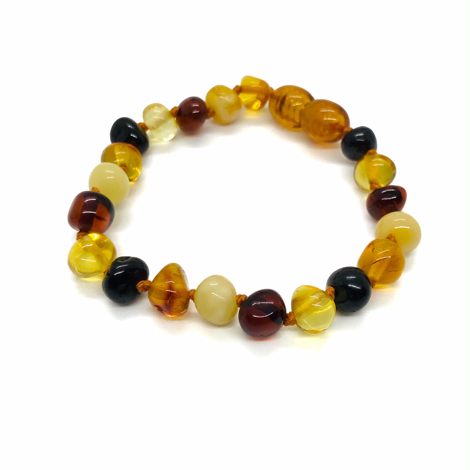 Multi Color Amber Baby Bracelet, SCREW CLASP Amberman. Baltic amber