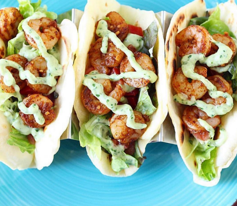 CHILI LIME GARLIC SHRIMP TACOS WITH AVOCADO DRESSING Ambers Kitchen Cooks