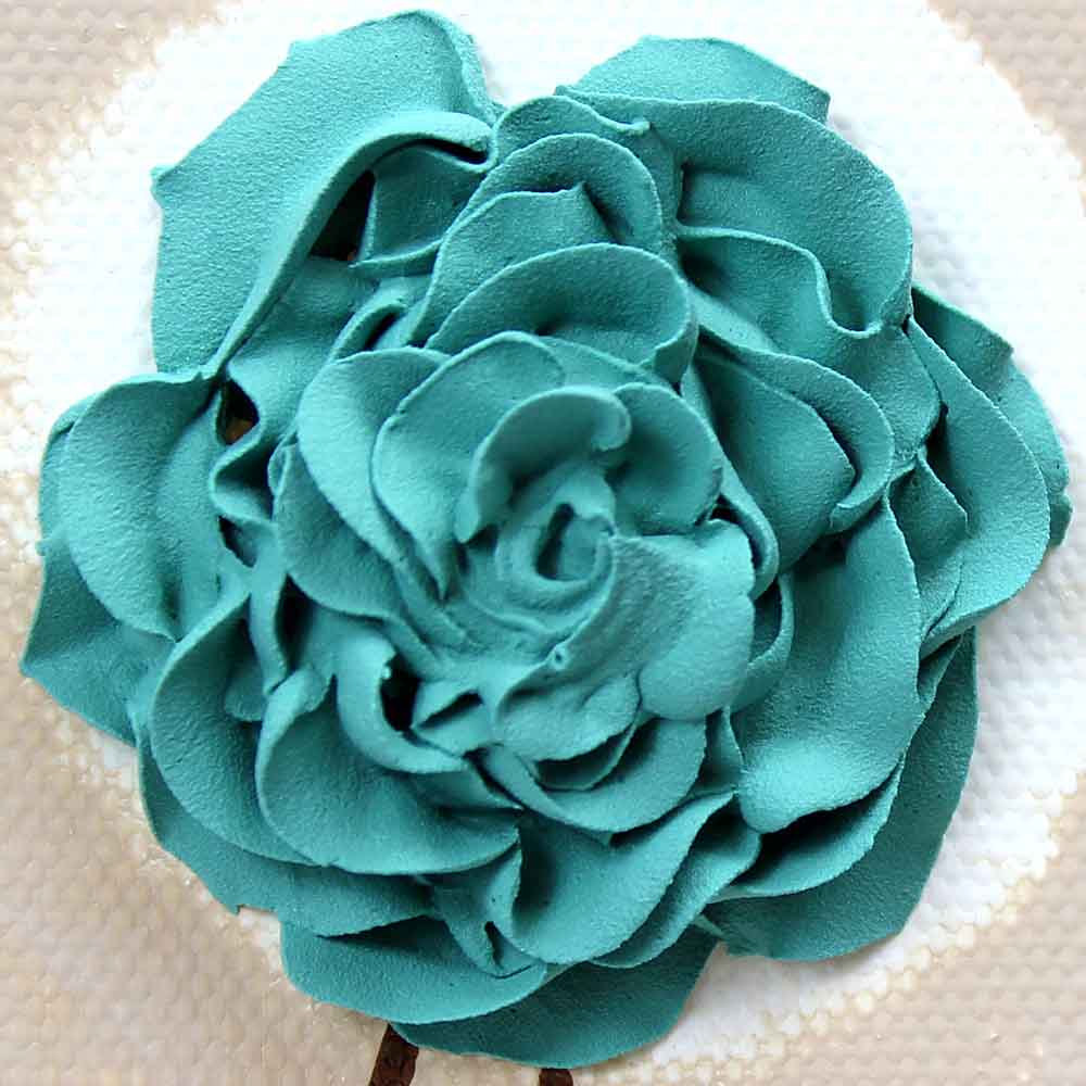Rose Canvas Wall Art Textured Painting Teal and Khaki Small Amborela