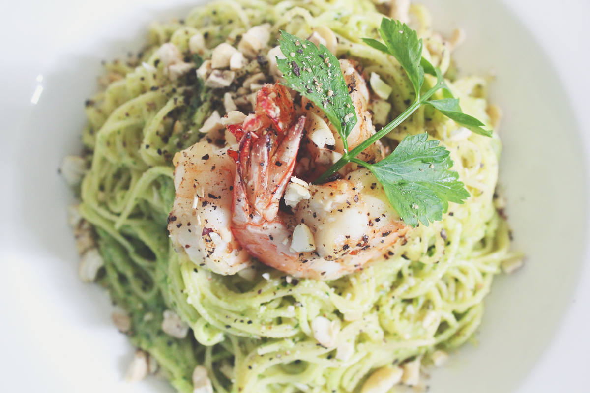 Capellini al Pesto e Gamberi AMCARMEN'S KITCHEN