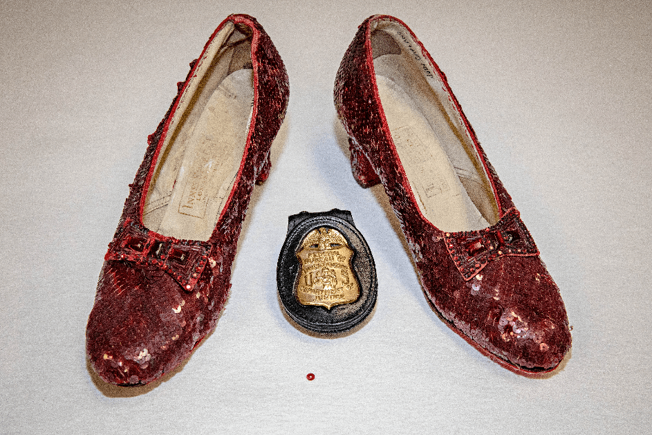 Recovered Ruby Slippers visit museum for examination by conservators