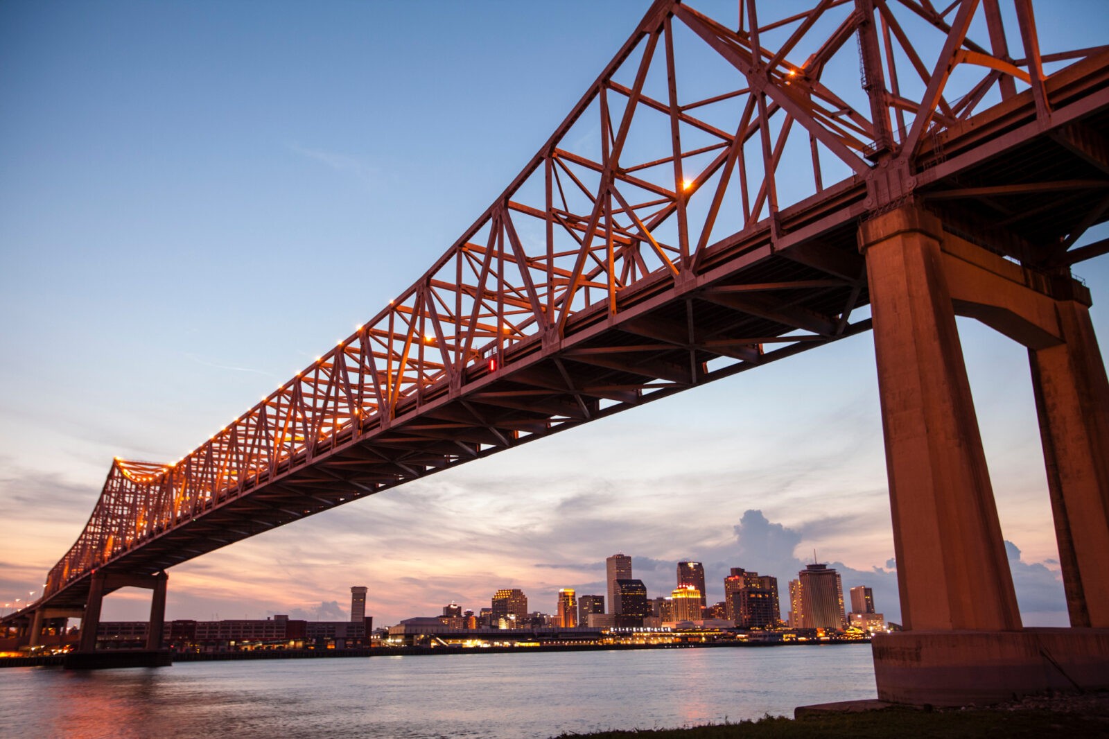 crescent city bridge over the Mississippi River in New Orleans