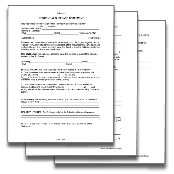 Arizona MonthtoMonth Lease Agreement American Landlord