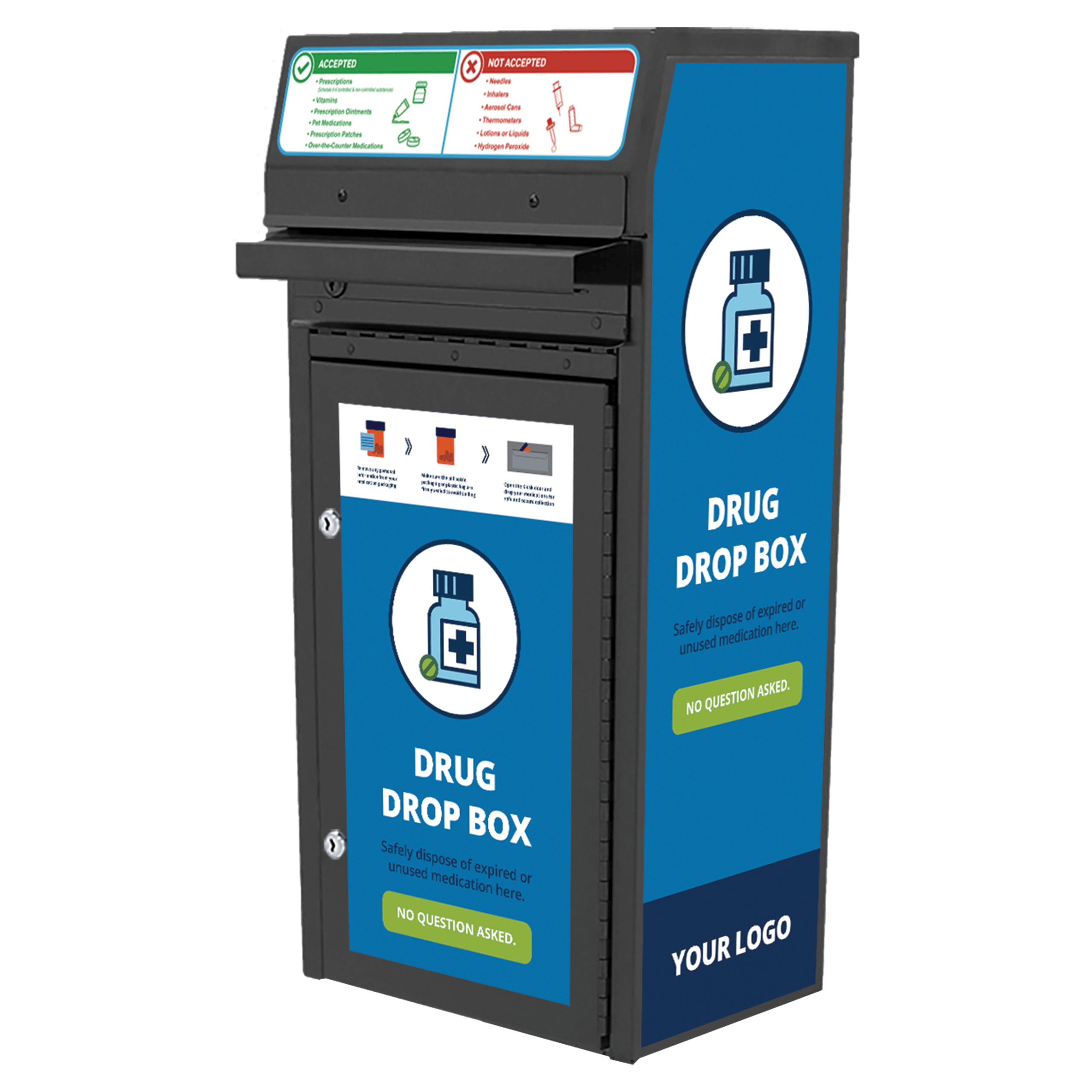 Small Medication Disposal Drop Box 6 Gallons