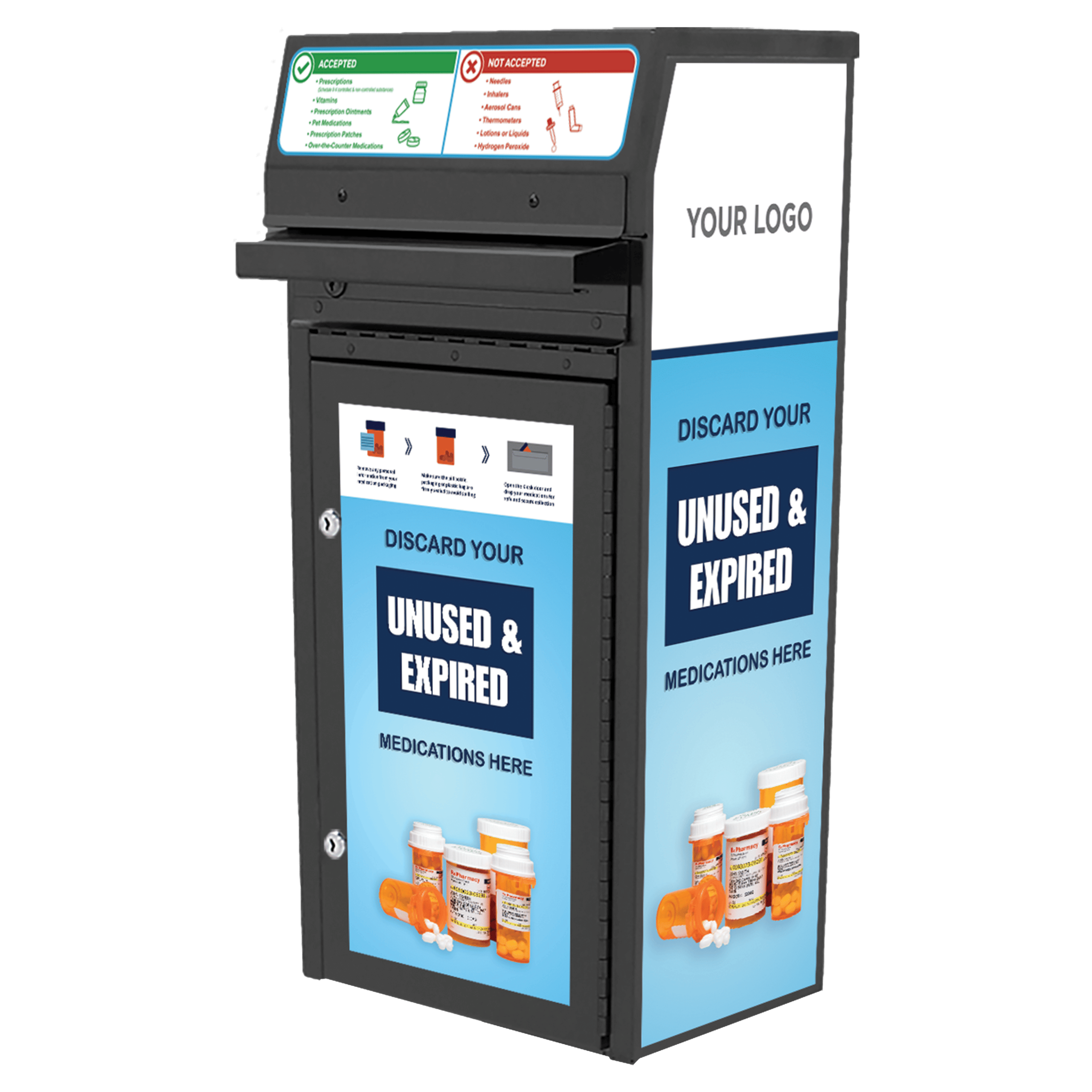 Small Medication Disposal Drop Box 6 Gallons