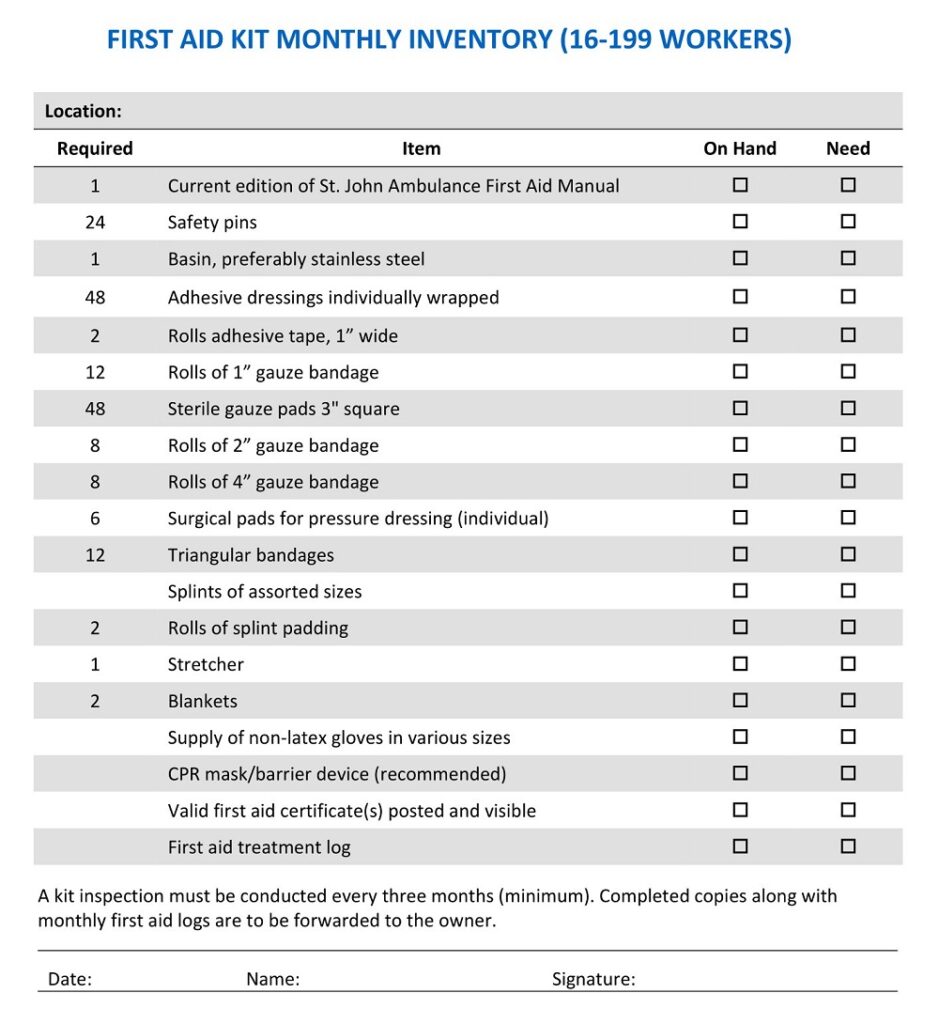 35+ Free Printable First Aid Supply Checklist Templates Sample PDF