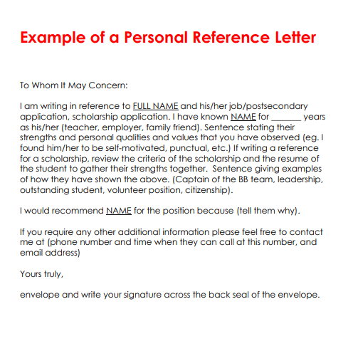 45+ Free Personal / Character Reference Letter (Download) » American