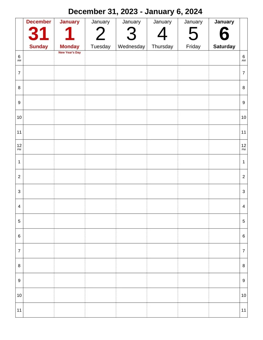 Free Printable Weekly Calendar Template » American Templates