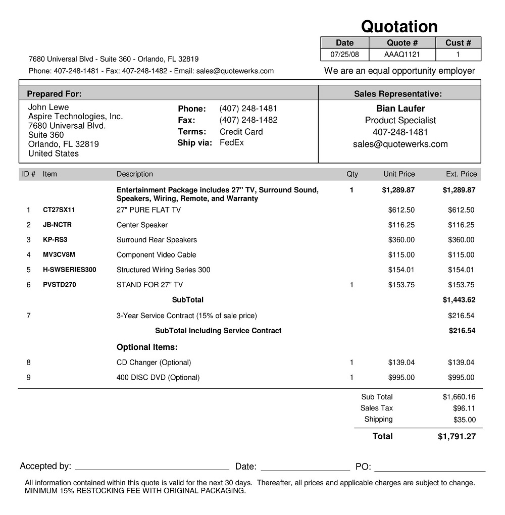 35+ Free Simple Sales Quotation Templates MS Excel, PDF » American