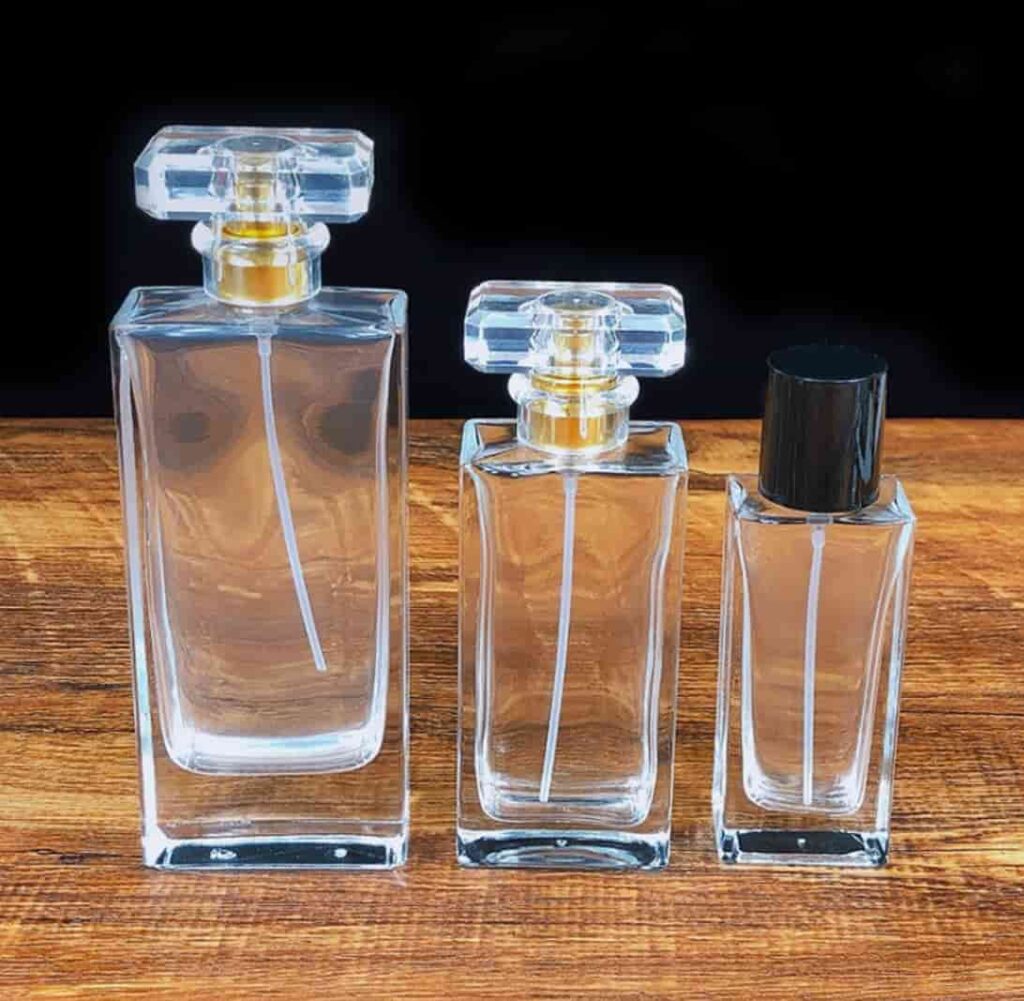 Thin and tall square glass perfume bottles 30ml 50ml 100ml Custom