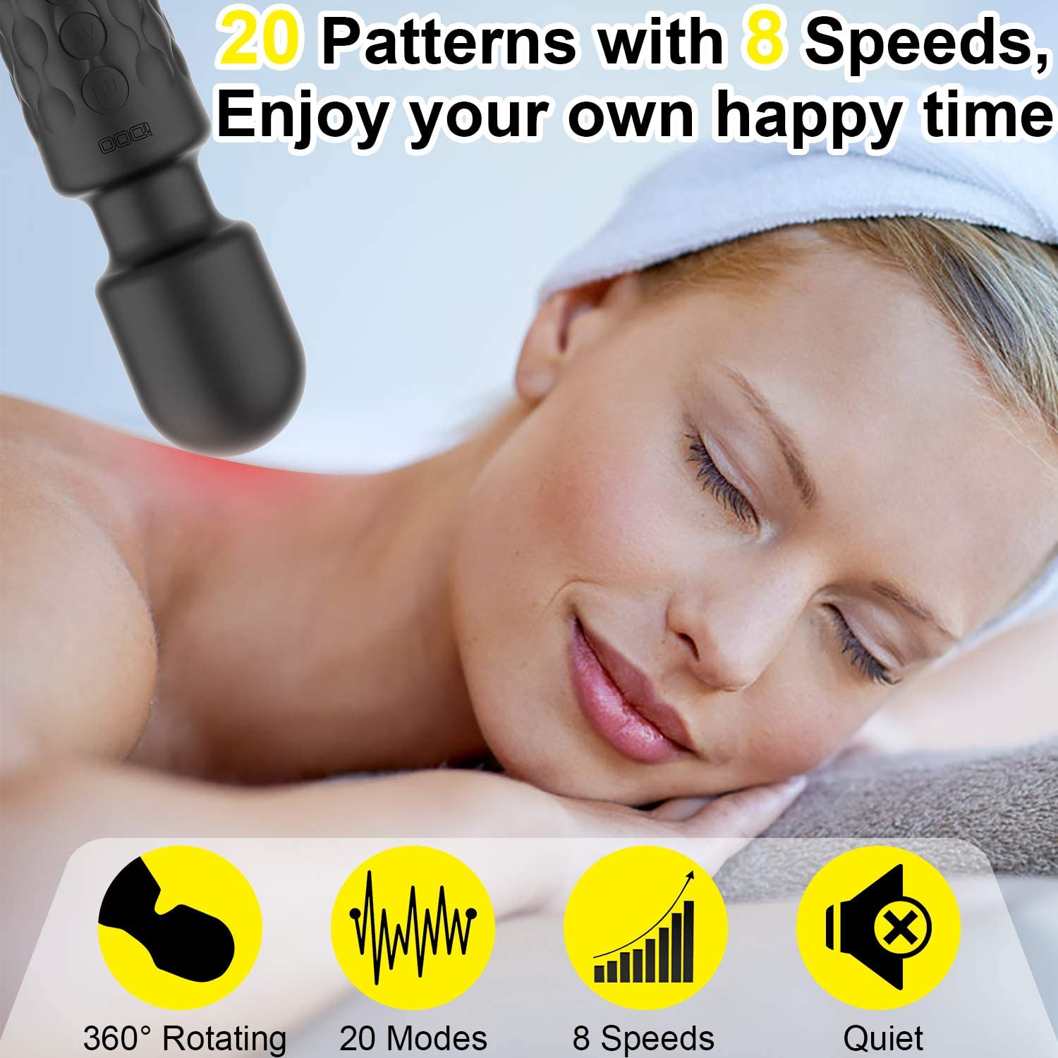 Personal Massager with 20 Vibrating Patterns, 8 Speeds