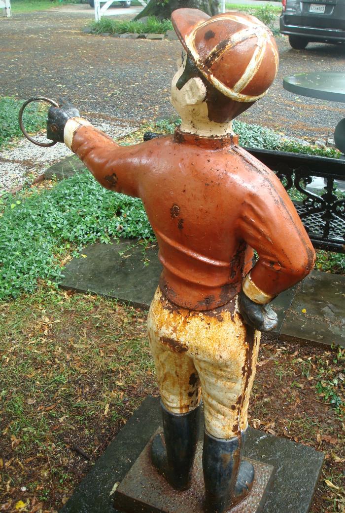 JOCKEY ANTIQUE HITCHING POST, CAST IRON, Aileen Minor Antiques