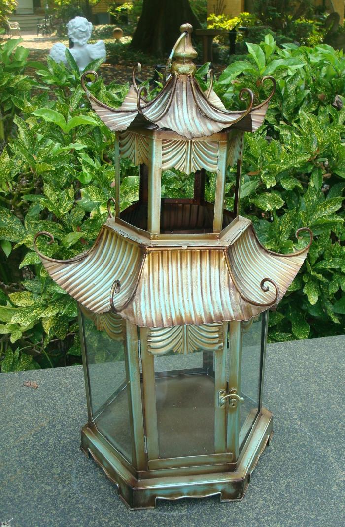 PAGODA LANTERN, VINTAGE HEXAGONAL TIN Aileen Minor Antiques