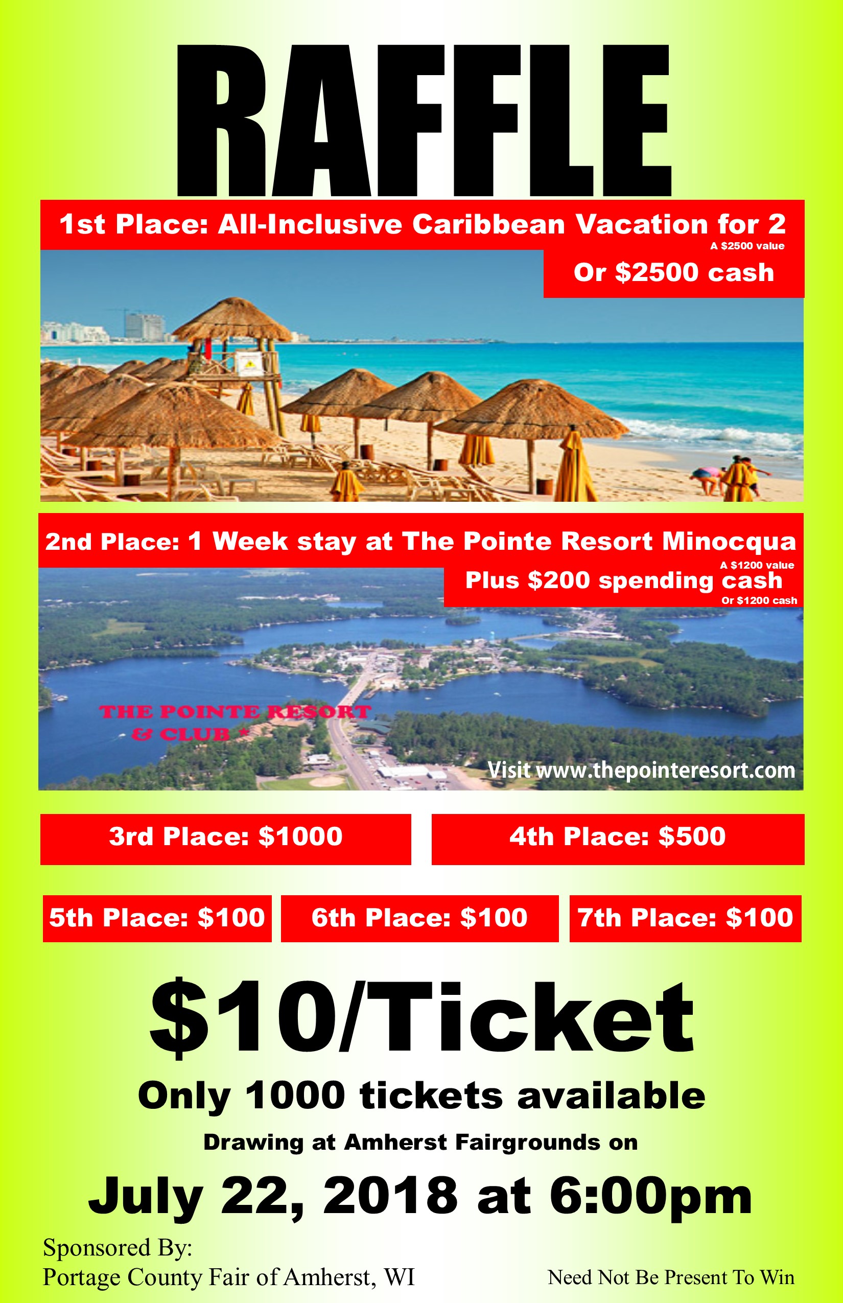 Portage County Fair of Amhersst Vacation Raffle The Portage County