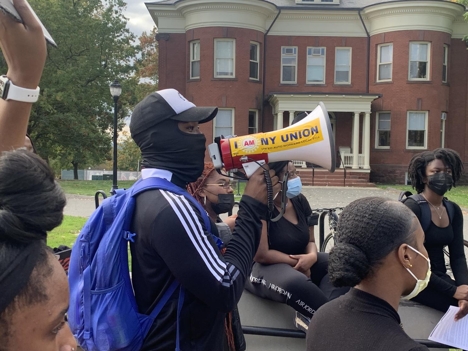 UMass NAACP student activists march to the chancellors’ and deliver a