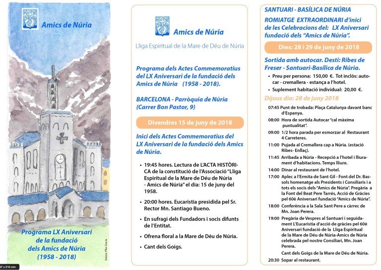 Programa LX Aniversari Lliga Espiritual de la Mare de Déu de Núria