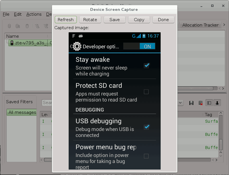 Android 4.2+ Screen Capture with DDMS via USB in Linux Amigo's