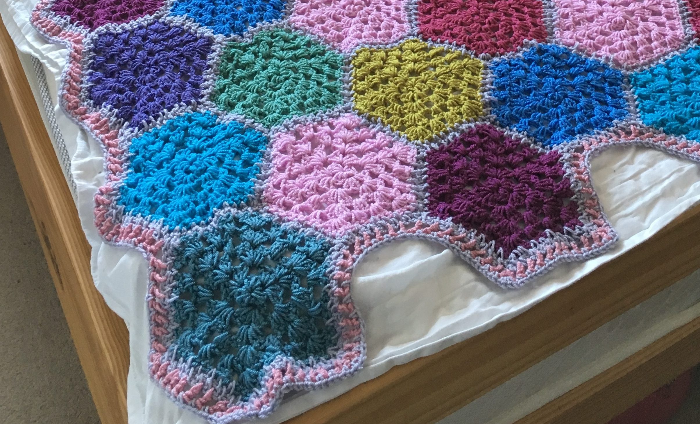 Granny Hexagon Crochet Blanket Finished!