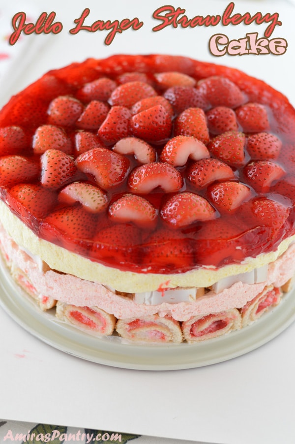 Jello layer strawberry cake Amira's Pantry