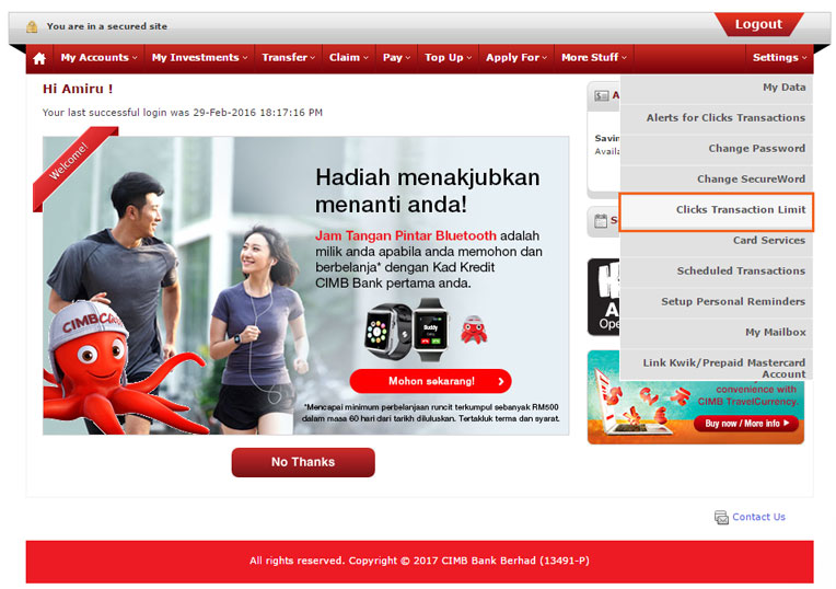 Change Cimb Click Password How To Change Cimb Clicks Password Username User Id