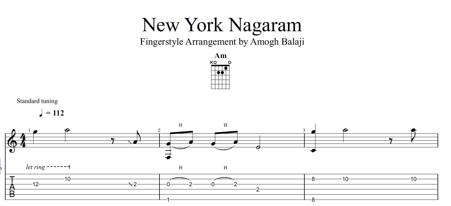New York Nagaram Guitar Chords