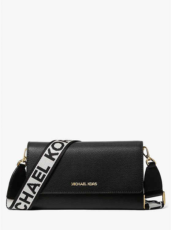 (Pre Order) Michael Kors Jet Set Large Leather Crossbody Bag in Black