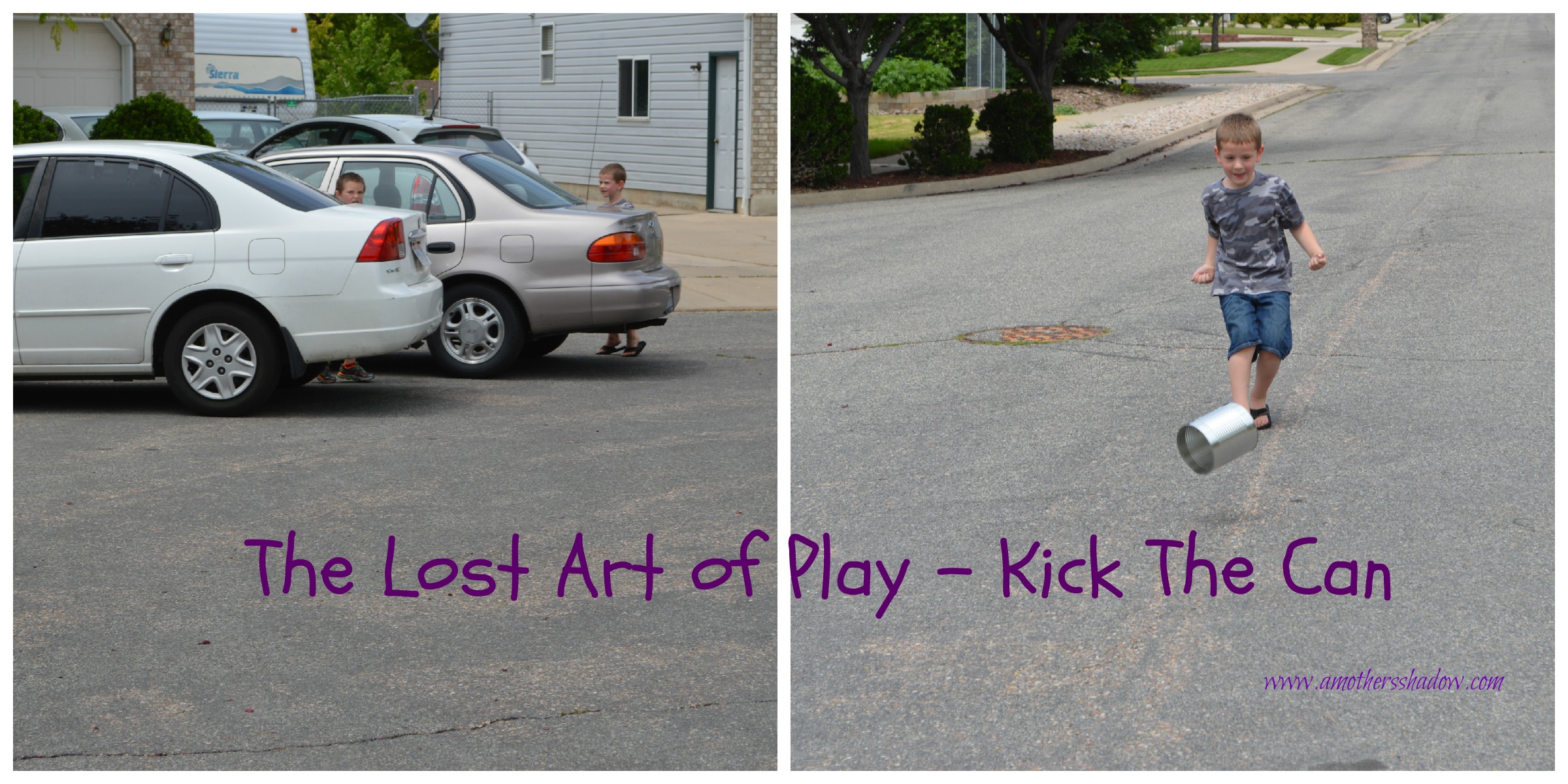 Old Fashioned Game of Kick The Can is a variation of hide and seek