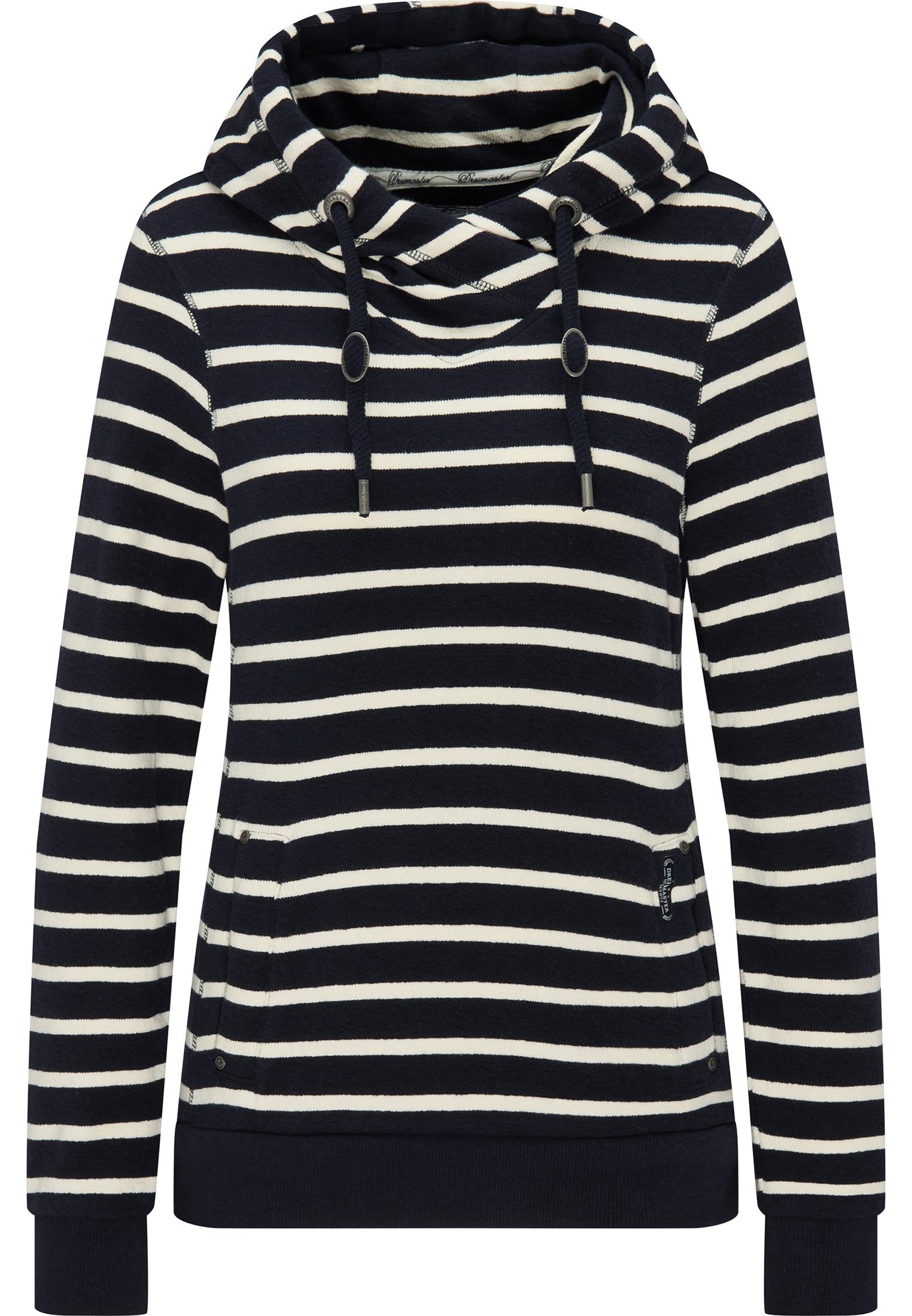 DreiMaster Hoodie Damen Marine Wollweiss Gestreift im Online Shop von
