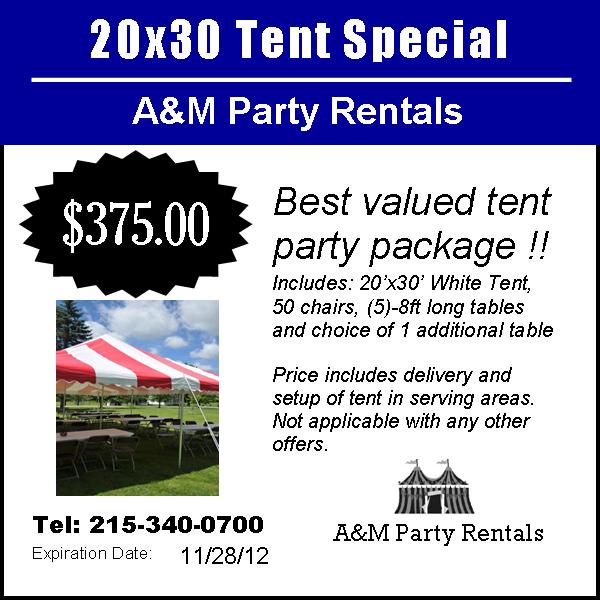 A&M Party Rentals ! is Bucks and Montgomery County's Party Professionals offering Tents, Tables