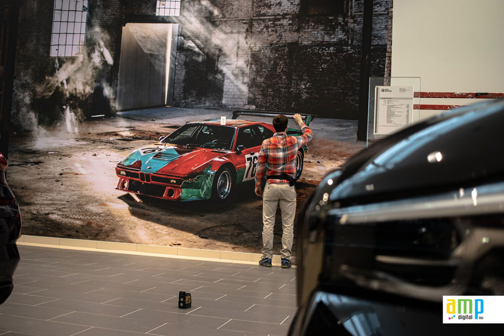 Large format vinyl murals printed at the BMW SainteAgathe car