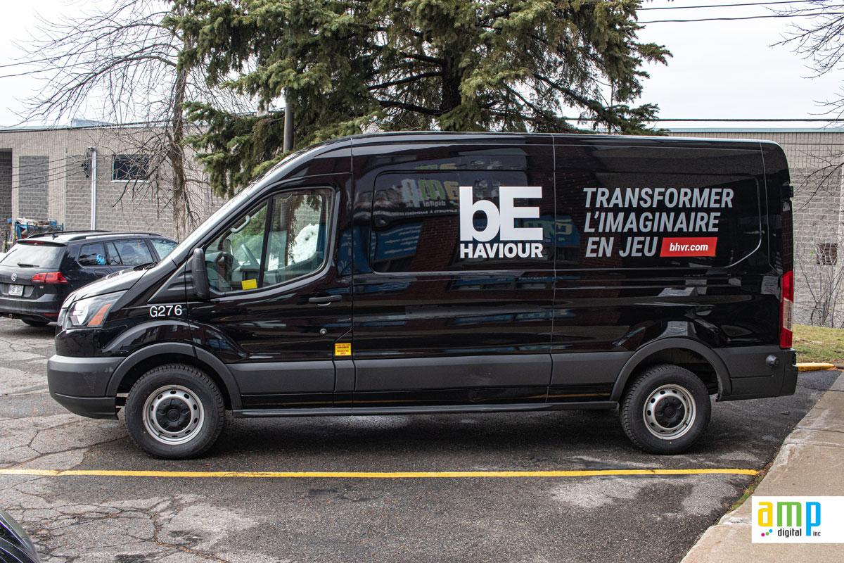 Ford Transit truck lettering in Montreal AMP Digital Inc.