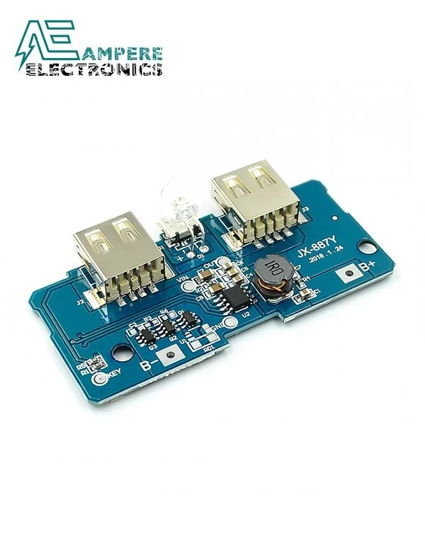 Dual USB 5V 1A 2.1A Mobile Power Bank Module + LED Ampere Electronics