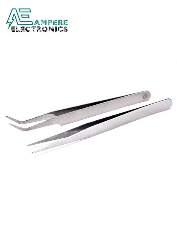 Precision Stainless Steel Tweezers Angled Ampere Electronics