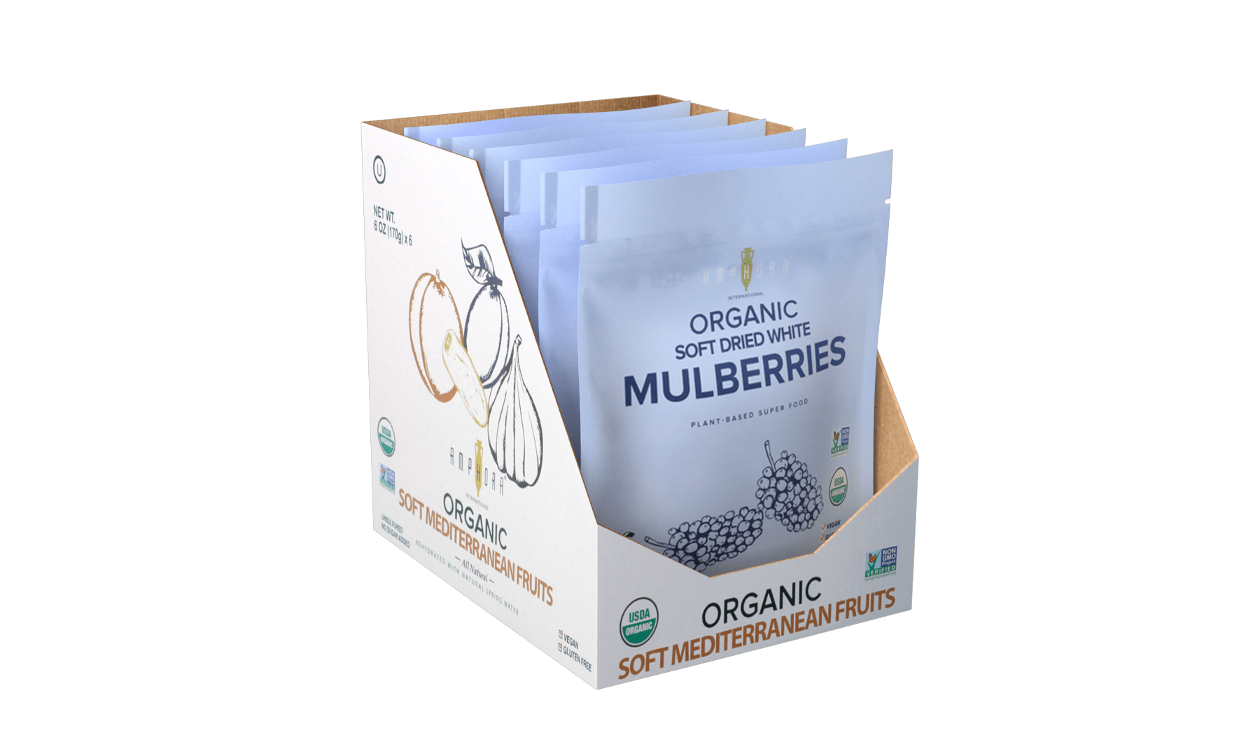 Amphora International, Inc. Organic Soft Dried White Mulberries (Case