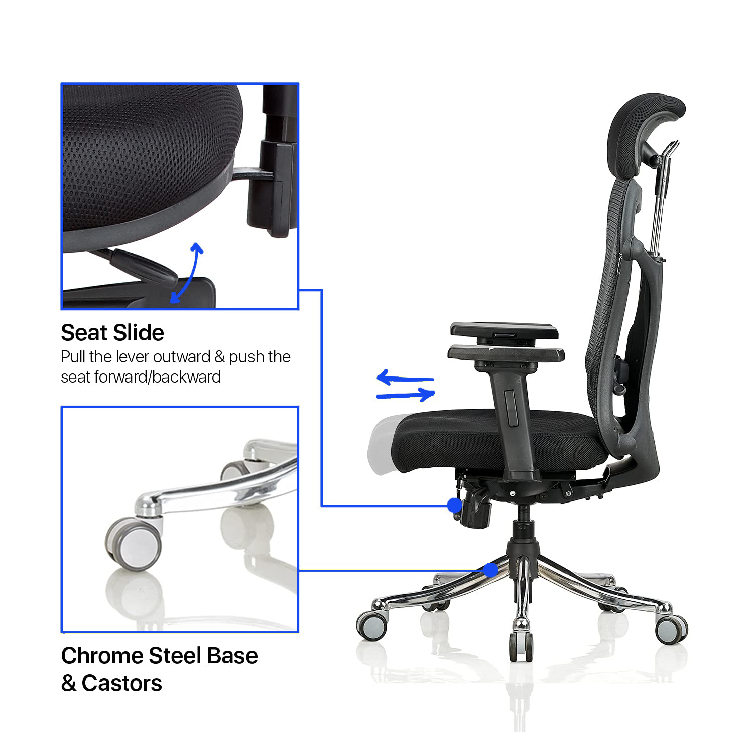 Buy Zoner HB Chair Mesh Seat (Black) Online Ample Seatings