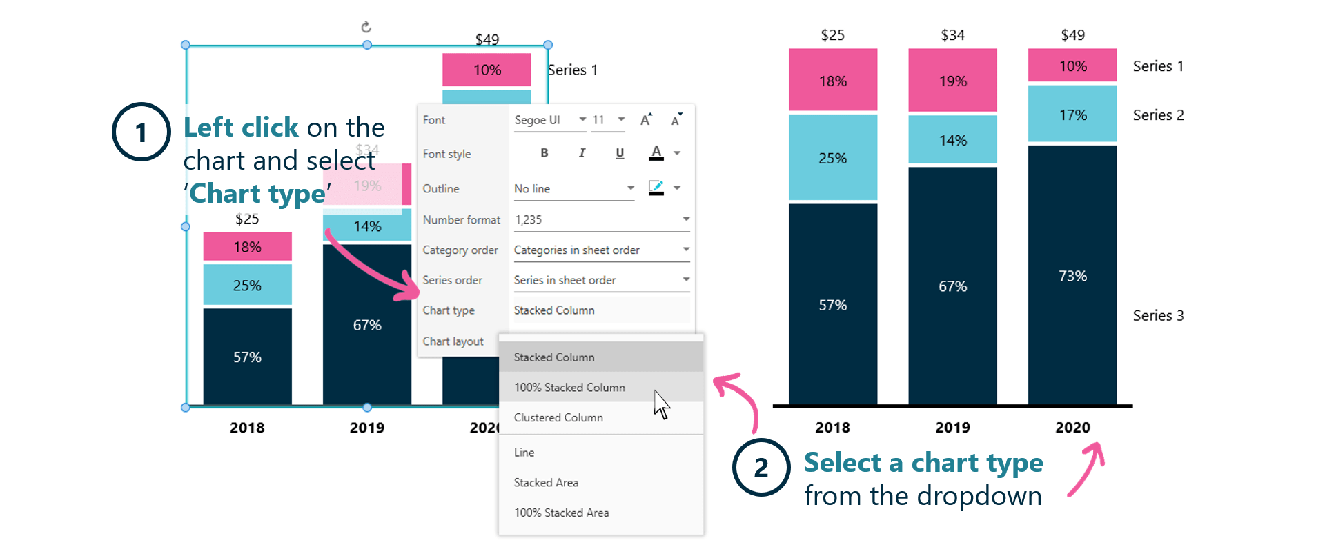 Change to a different chart type - Next generation tools for Microsoft