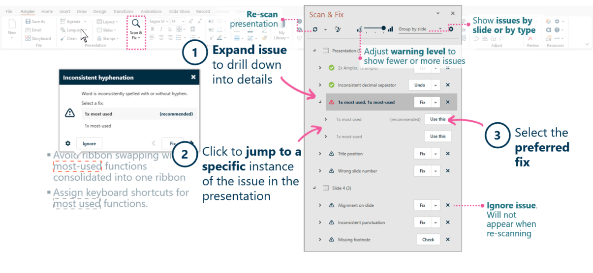 Scan & Fix to identify issues and automatically fix them Next