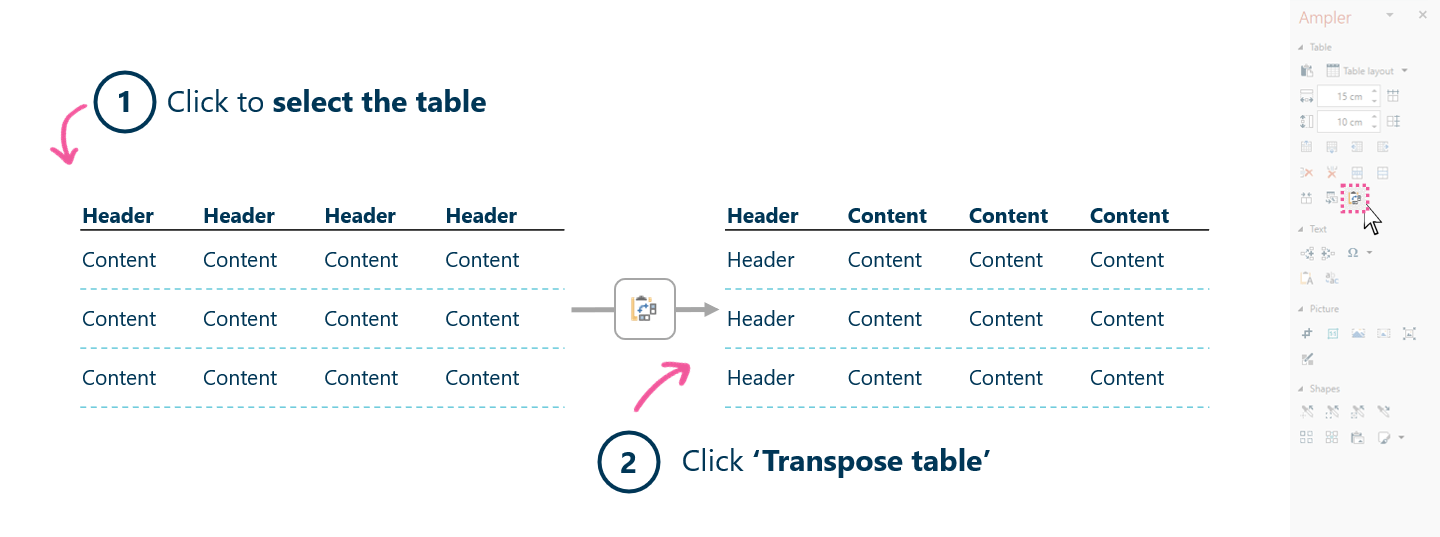Transpose table content Next generation tools for Microsoft Office