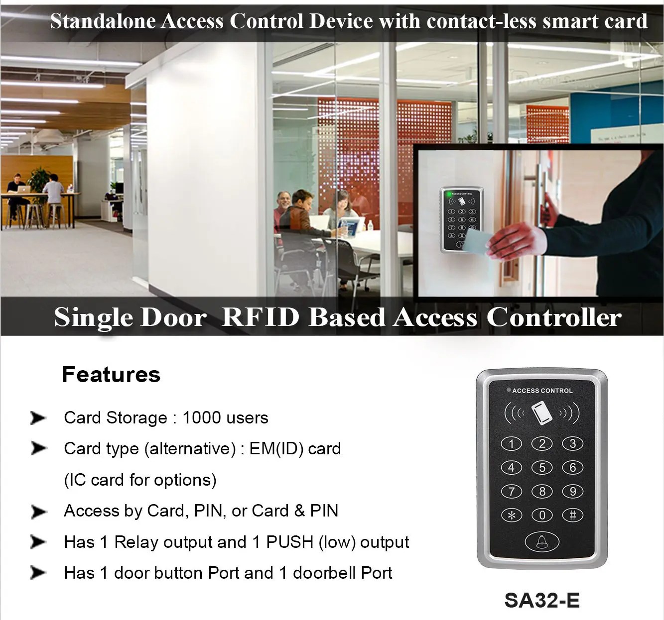 Access Control Device SA32 eSSL [Single Door Controller] Password Card