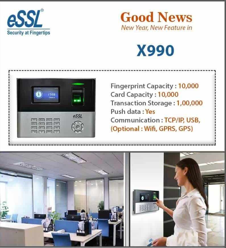 eSSL X990 is now offering 10,000 Fingerprint Capacity Advance Machine