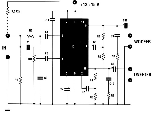 Two way 20 watts audio amplifier - Amplifier Circuit Design