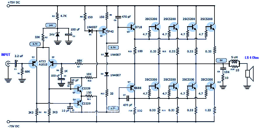 Transistor Circuit Diagram Using A1941 And C5198 » Wiring Today