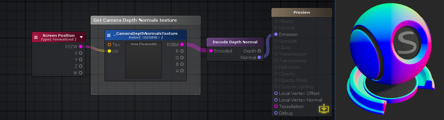 Unity ProductsAmplify Shader Editor/Decode Depth Normal Amplify