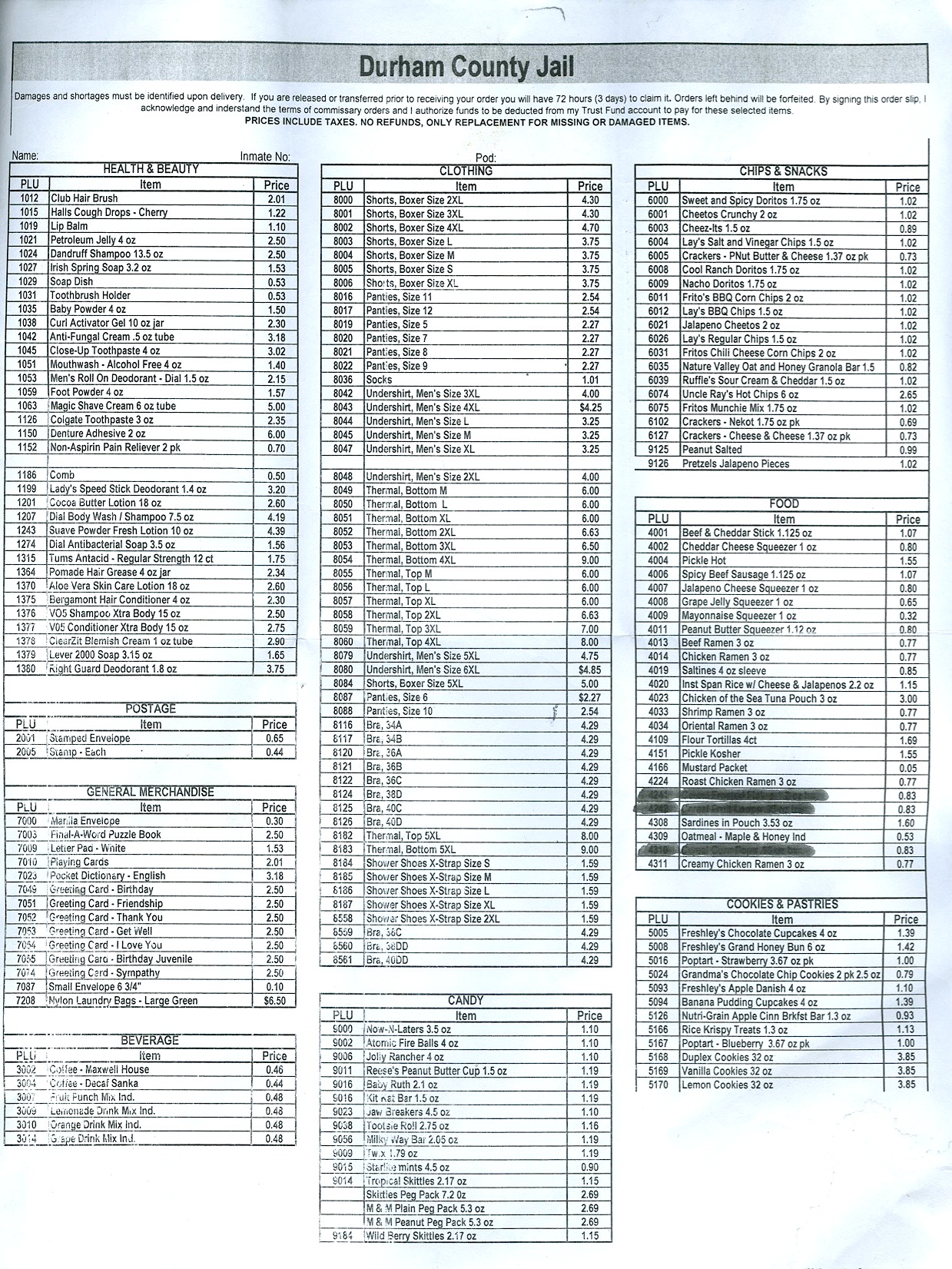 Aramark Commissary List 2023 Commissary | Amplify Voices Inside
