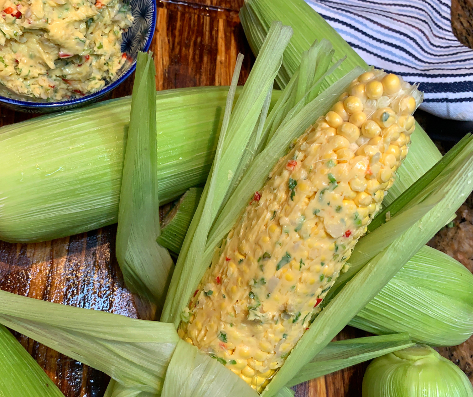 CharGrilled Corn on the Cob with Aromatic Butter A Mrs Robinson's Affair