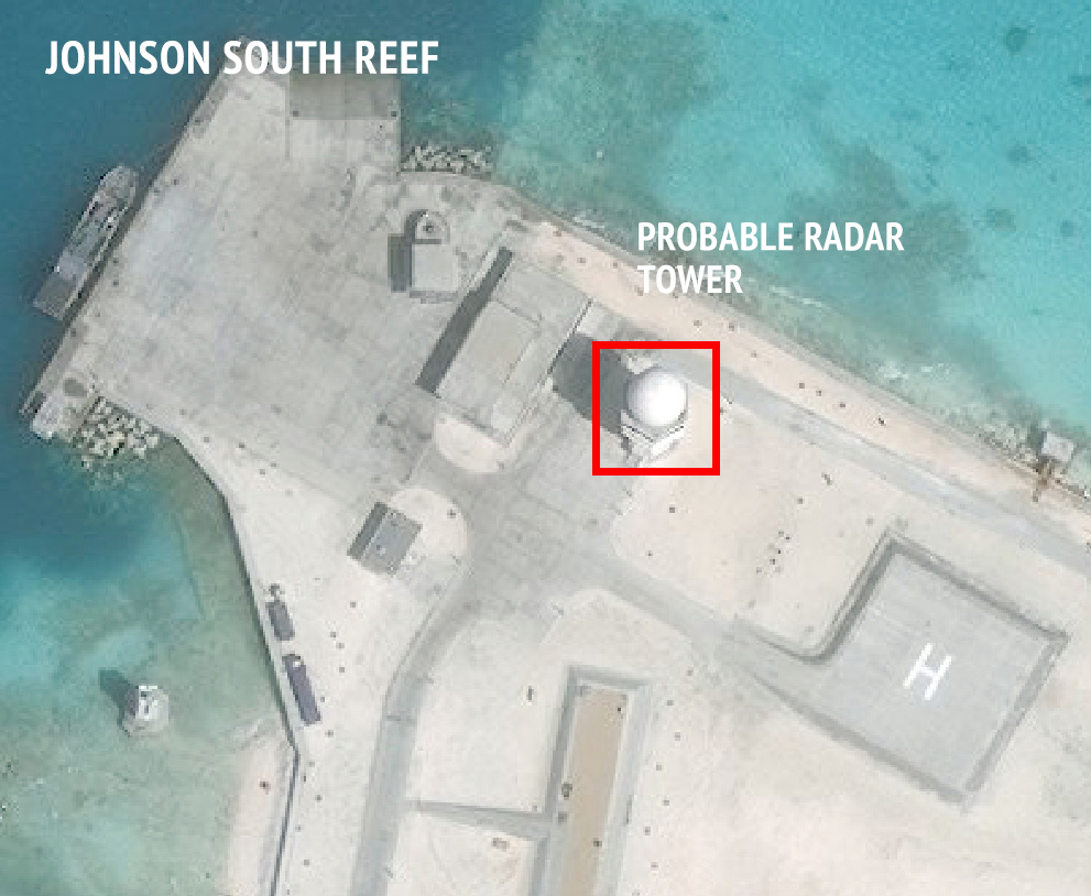 The northern portion of China’s outpost on Johnson South Reef, as of February 9, 2016.