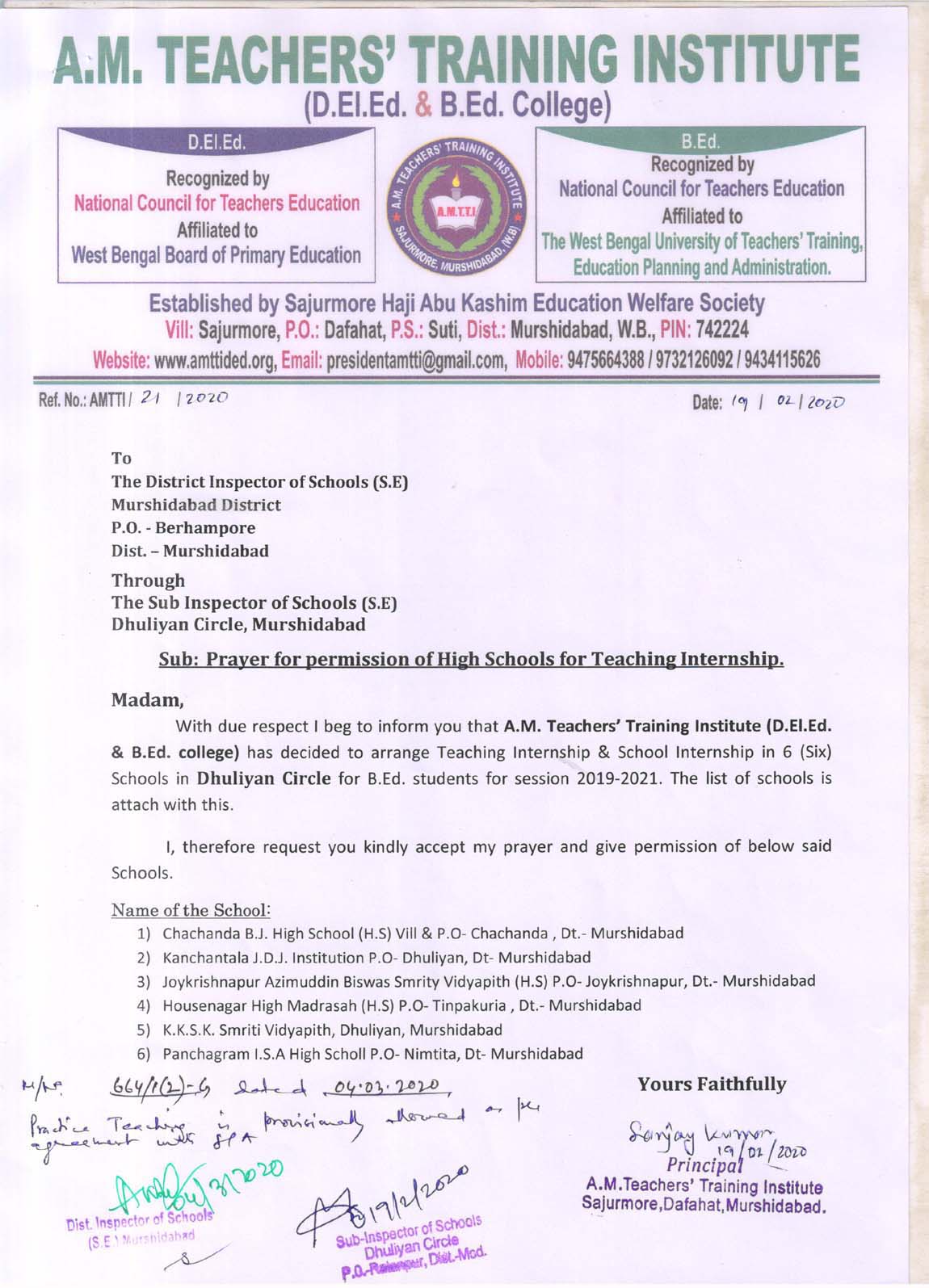 INTERNSHIP (B.ED) AMTTI