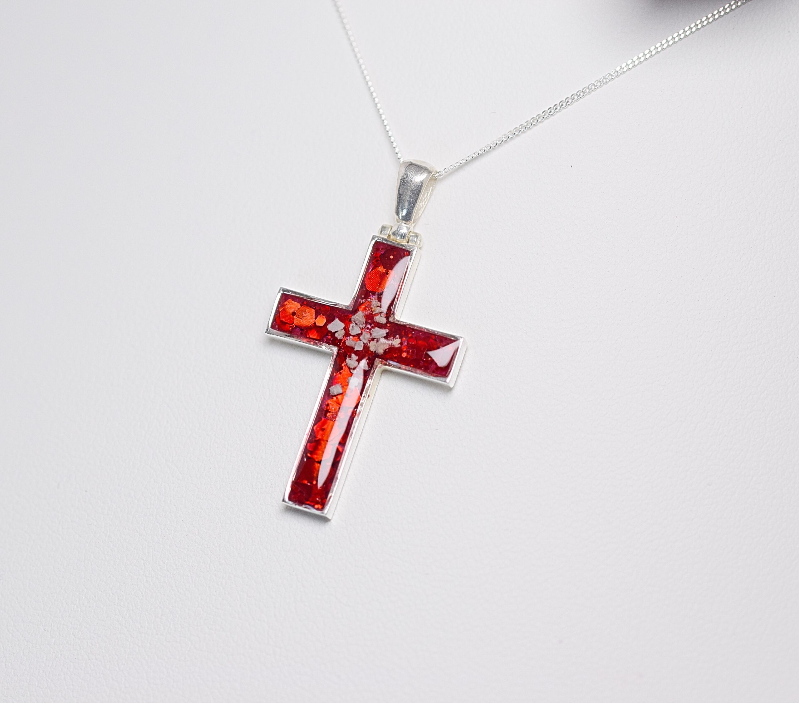 Cremation Ashes & Memorial Cross Necklace Amulet of Ashes