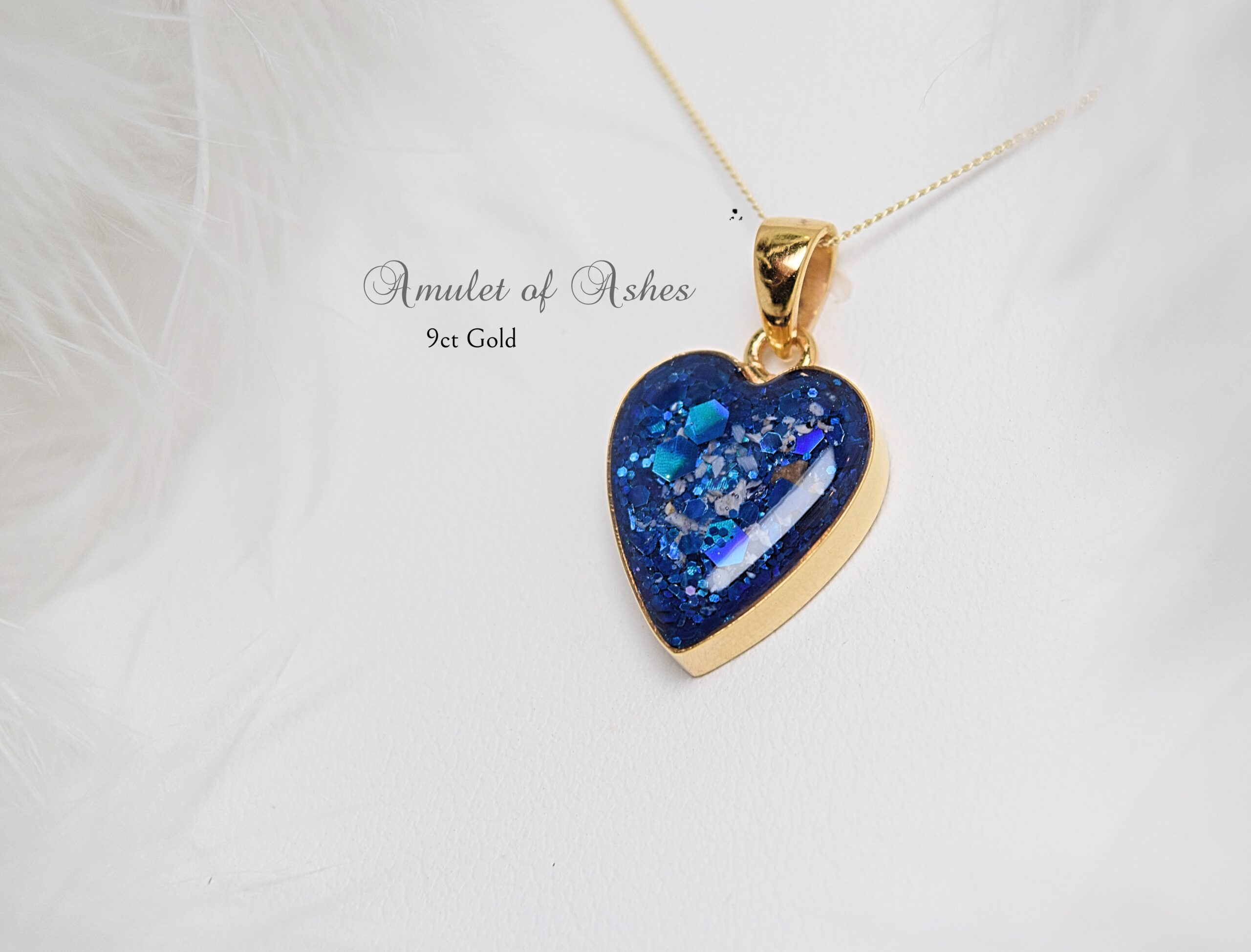 Cremation Ashes & Memorial 9ct Gold Heart Necklace Amulet of Ashes